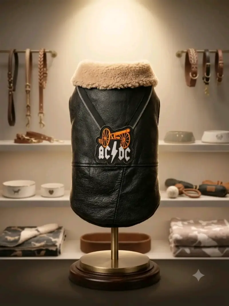 Chaqueta de cuero para perro con diseño AC/DC - 2