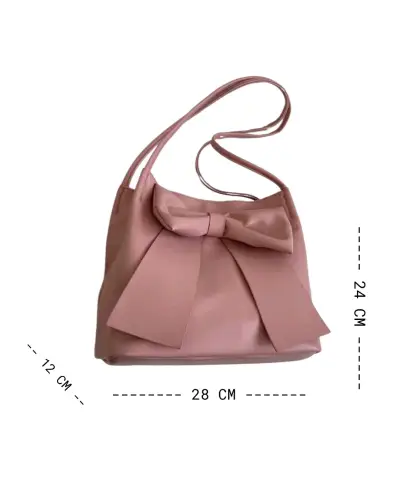 Bolso de hombro rosa con lazo elegante - miniatura 2