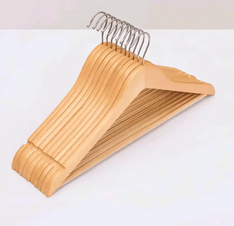Set de 20 perchas de madera natural para ropa - 3