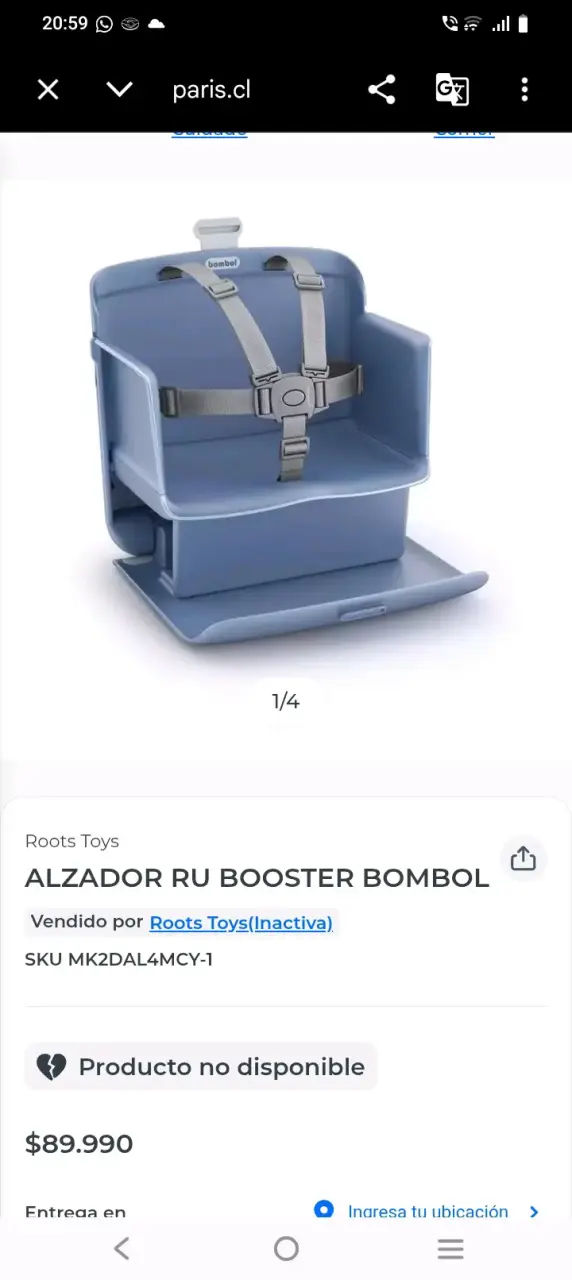 Alzador para niños Bombol azul con arnés - 1