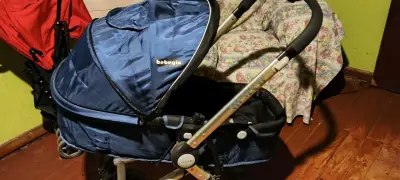 Coche de bebé azul Bebeglo con estructura metálica - miniatura 4