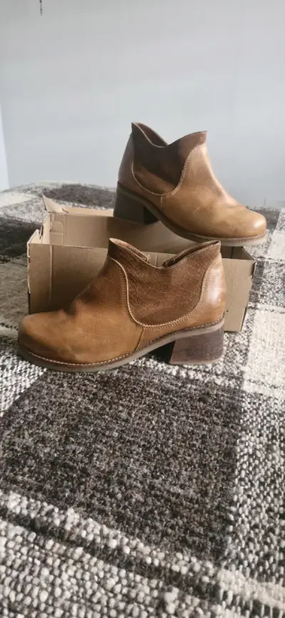 Botines de cuero marrón para mujer talla 40 - miniatura 1