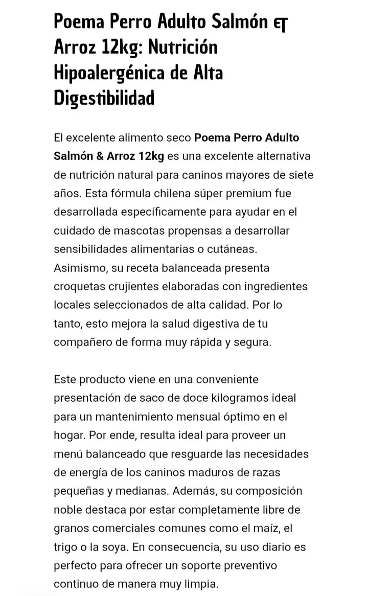 Alimento para perro Poema Adulto Salmón y Arroz 1 - 2