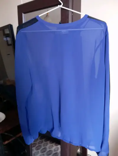Blusa azul de gasa para mujer - miniatura 3