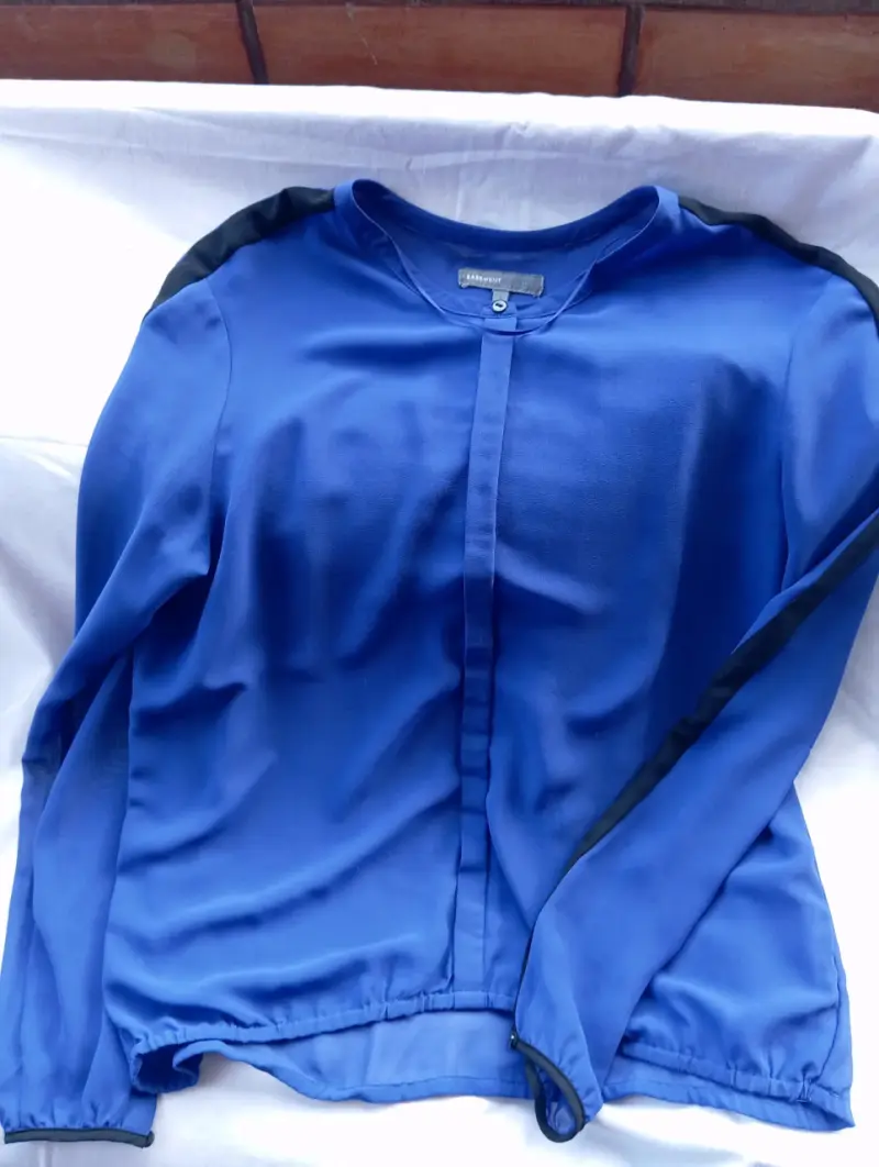 Blusa azul de gasa para mujer - 5