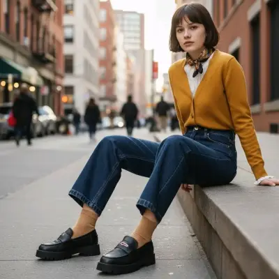 Mocasines de Cuero Negro con Suela Gruesa para Mujer - miniatura 3