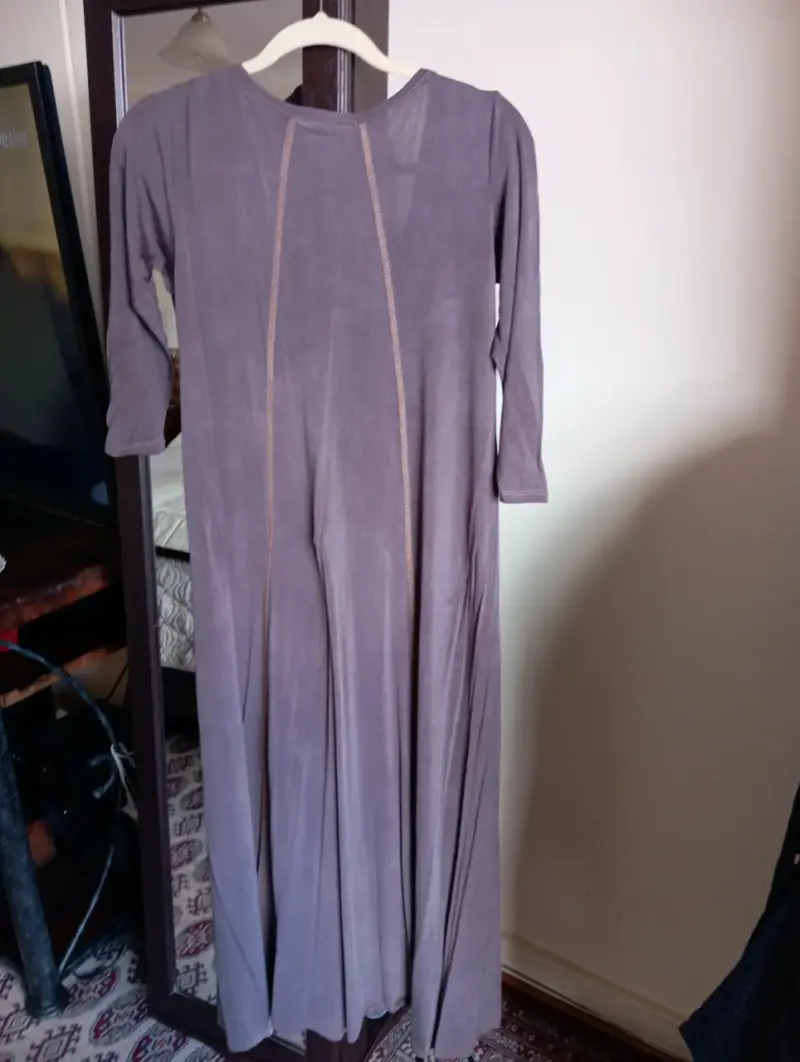 Vestido largo gris morado con mangas tres cuartos - 4