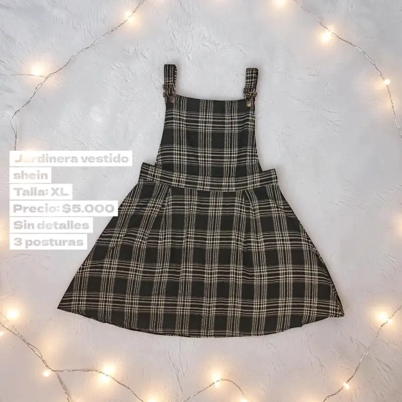Jardinera vestido Shein a cuadros talla XL - 1