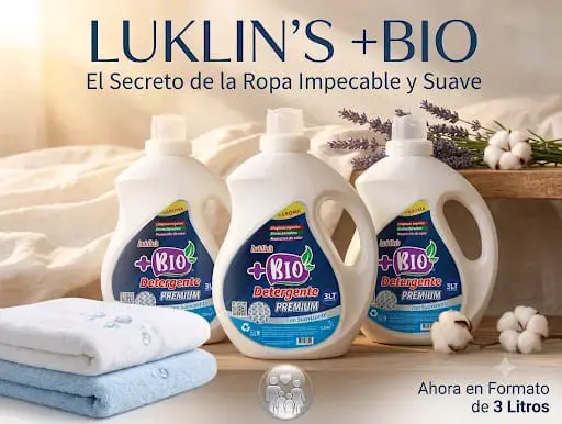 Detergente líquido Luklin's +Bio 3L aroma duradero - 1