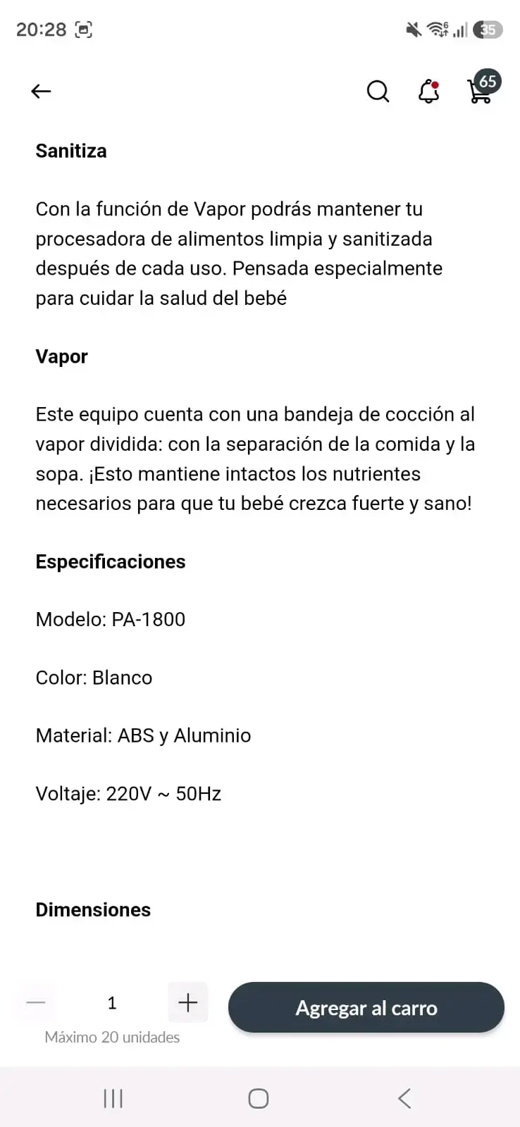 Procesadora de alimentos multifuncional Balia - 5