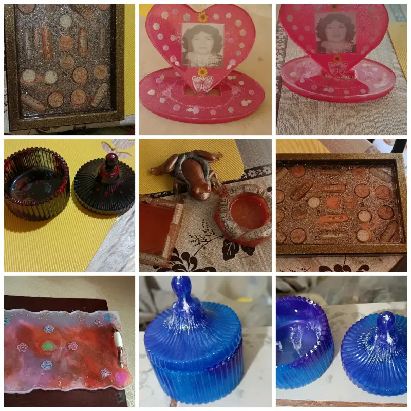Pirámide decorativa de resina con conchas - 3