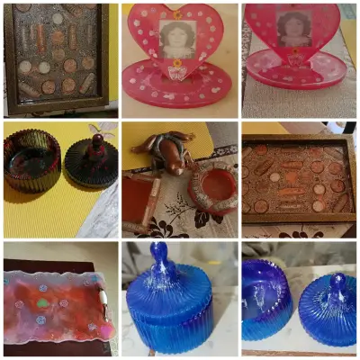 Pirámide decorativa de resina con conchas - miniatura 3