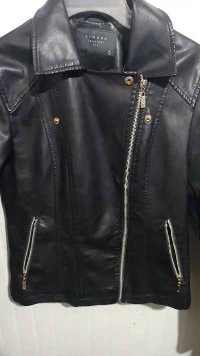 Chaqueta de cuero negra Kimera (basics) para mujer - miniatura 4