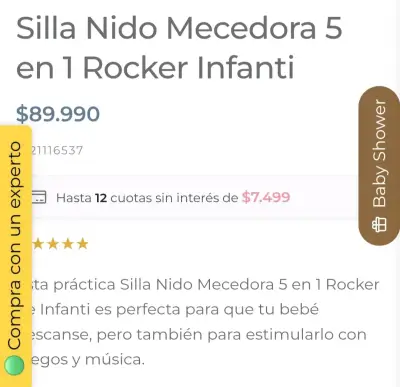Cuna mecedora para bebé con móvil y toldo - miniatura 5