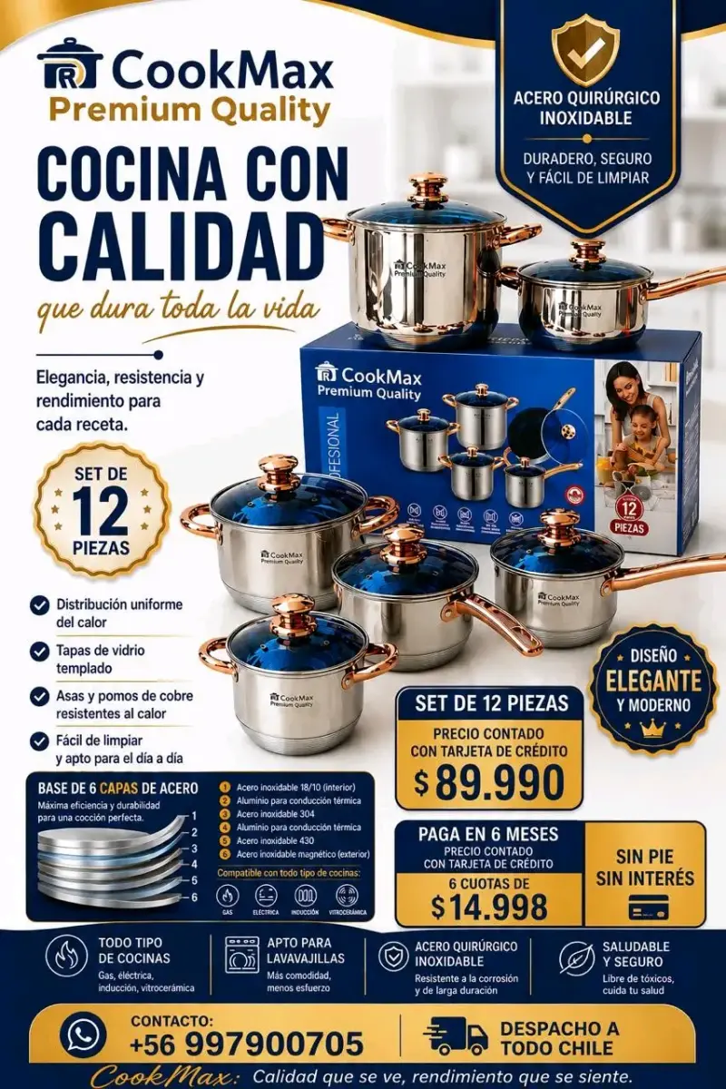 Set de Ollas CookMax Premium 12 Piezas Acero Inoxidable