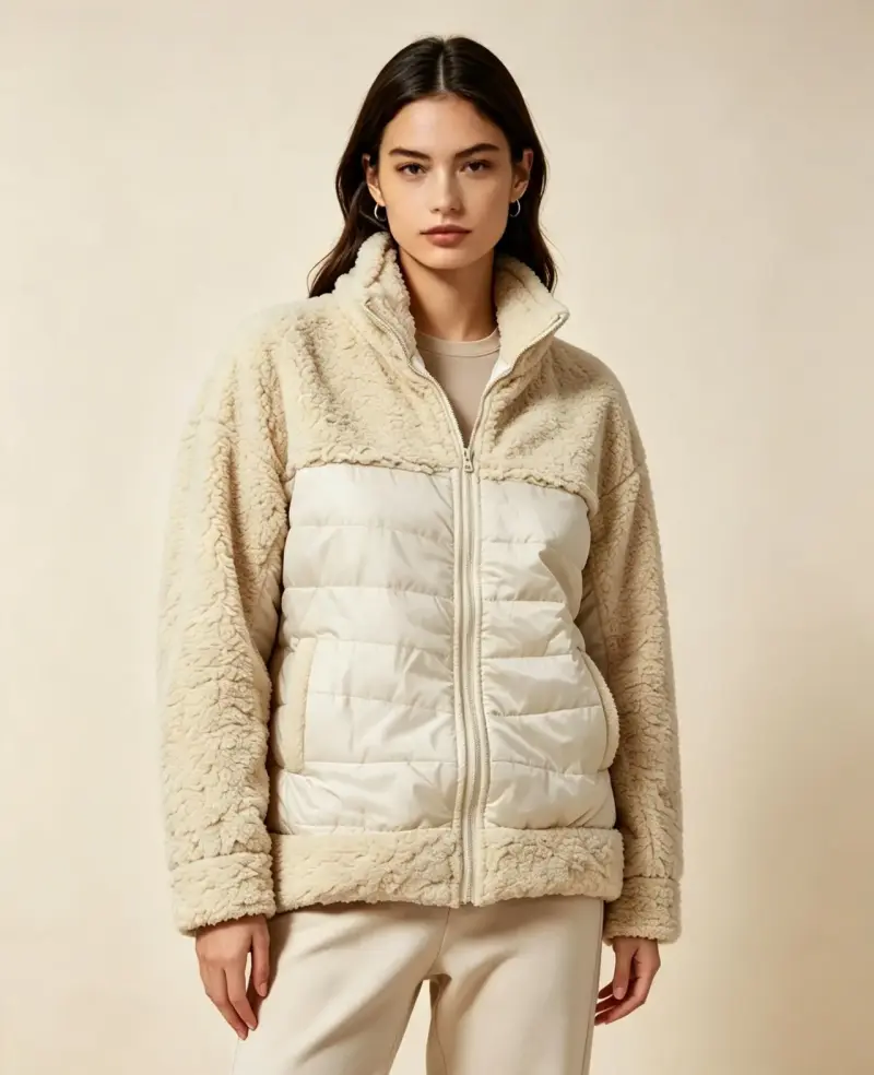 Chaqueta de mujer beige achiporrada