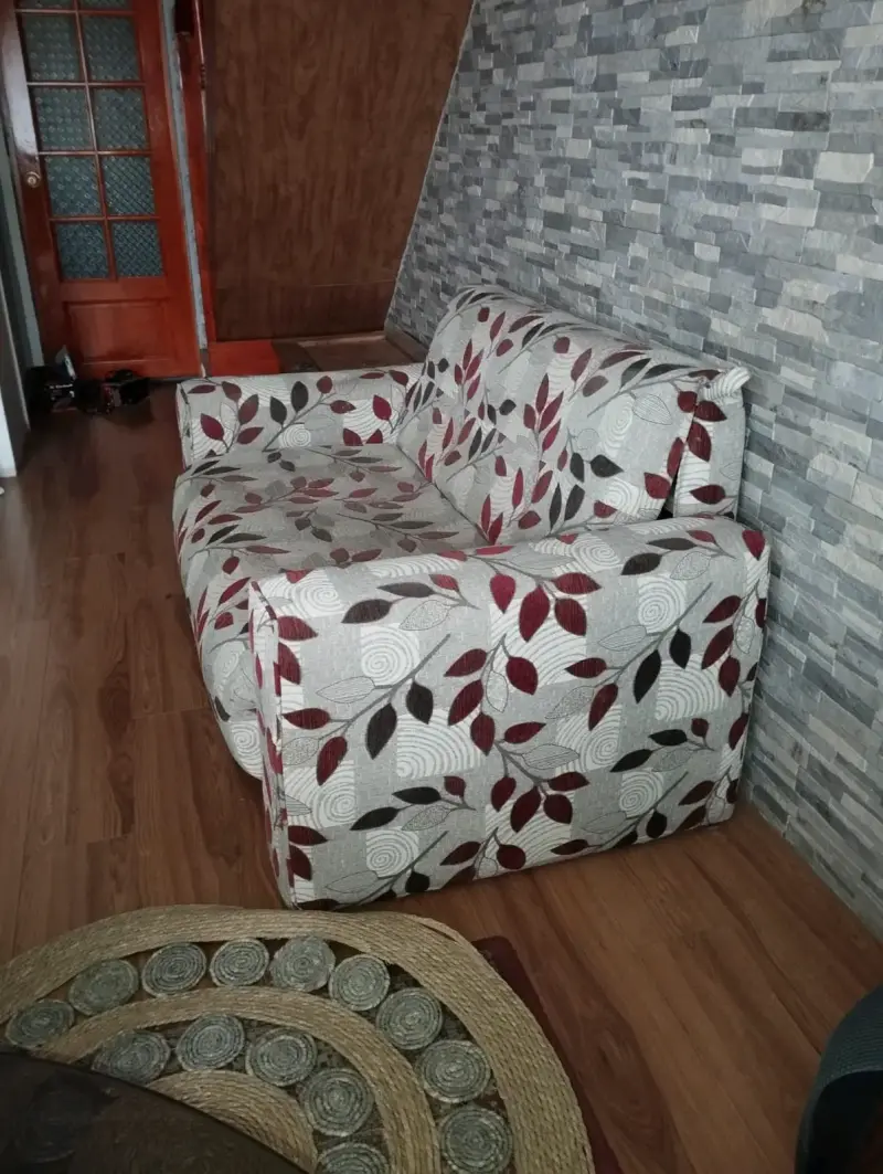 Sofá cama estampado hojas en buen estado - 2