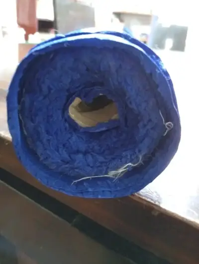 Saldo rollo,Tela azul satinada para confección - miniatura 1