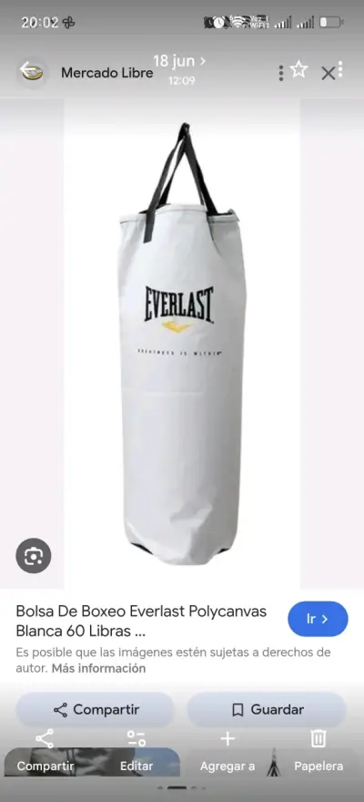 Saco de Boxeo Everlast Polycanvas Blanco 60 Libras - miniatura 1