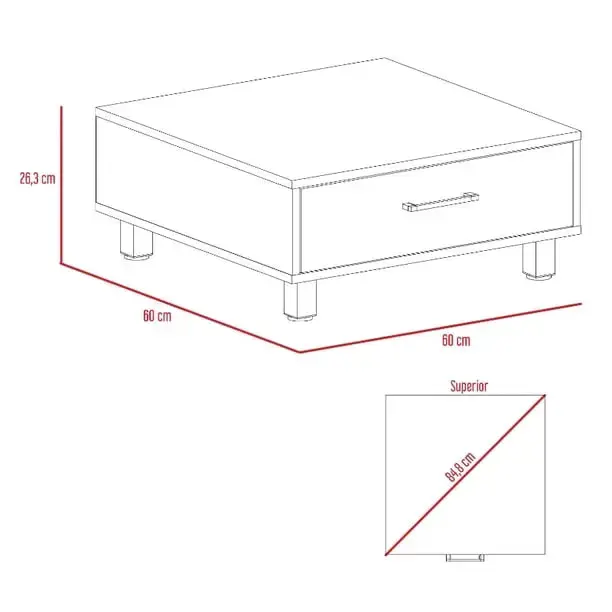 Mesa de Centro de Madera con Cajón - 5