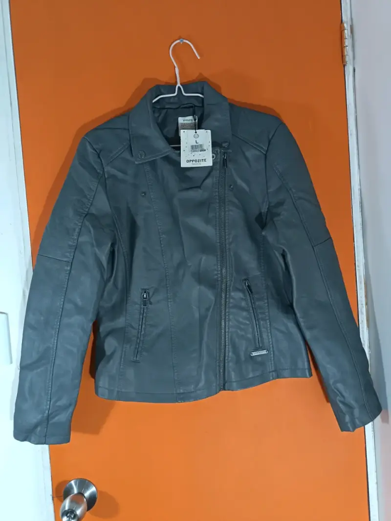 Chaqueta de cuero sintético gris Opposite talla L