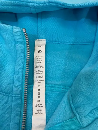Polerón azul con capucha y cierre Lululemon xs/s - miniatura 5