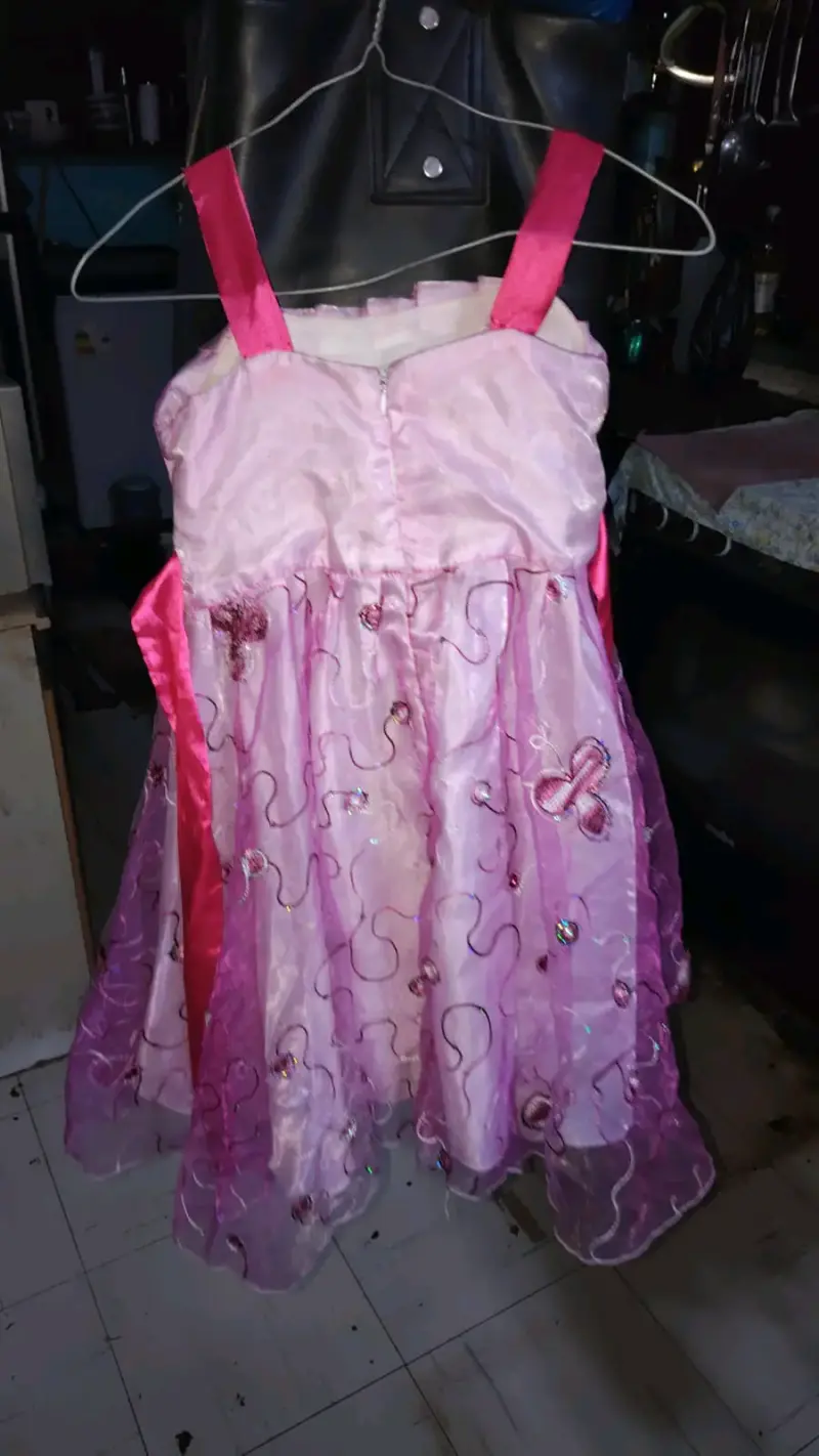 Vestido de fiesta infantil rosa con brilla - 2