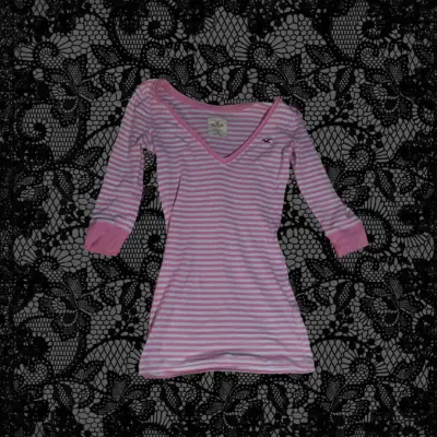 Camisa rayada rosa Hollister - miniatura 1