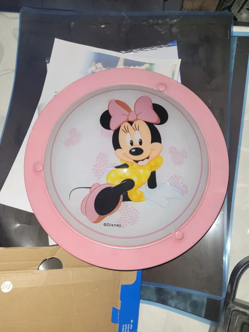 Lampara Plato infantil Disney Minnie Mouse rosa