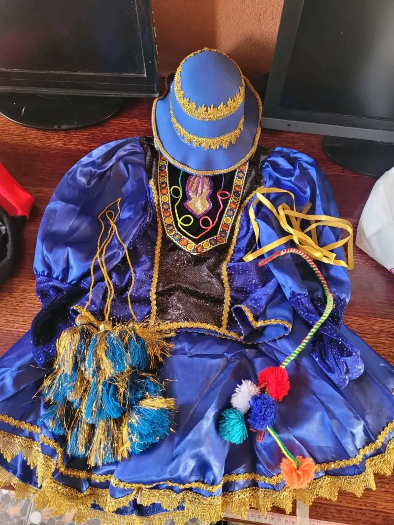 Traje de caporal para Niña en Azul y Dorado