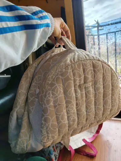 Cuna portátil para bebé beige con diseño circular - miniatura 1