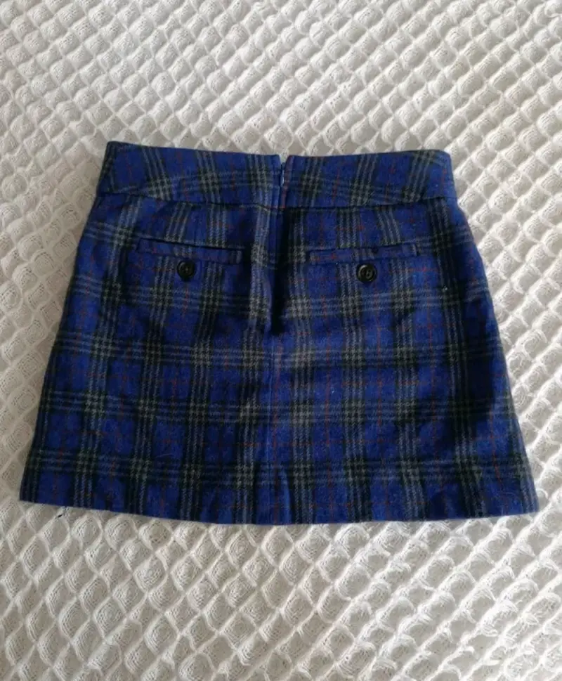 Falda corta a cuadros azul Gap - 2