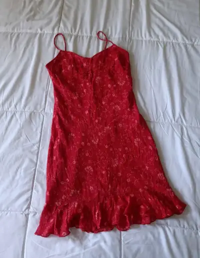 Vestido rojo de seda XS - miniatura 1