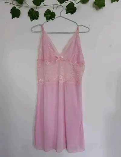 Camisón rosa de encaje para mujer S - miniatura 2