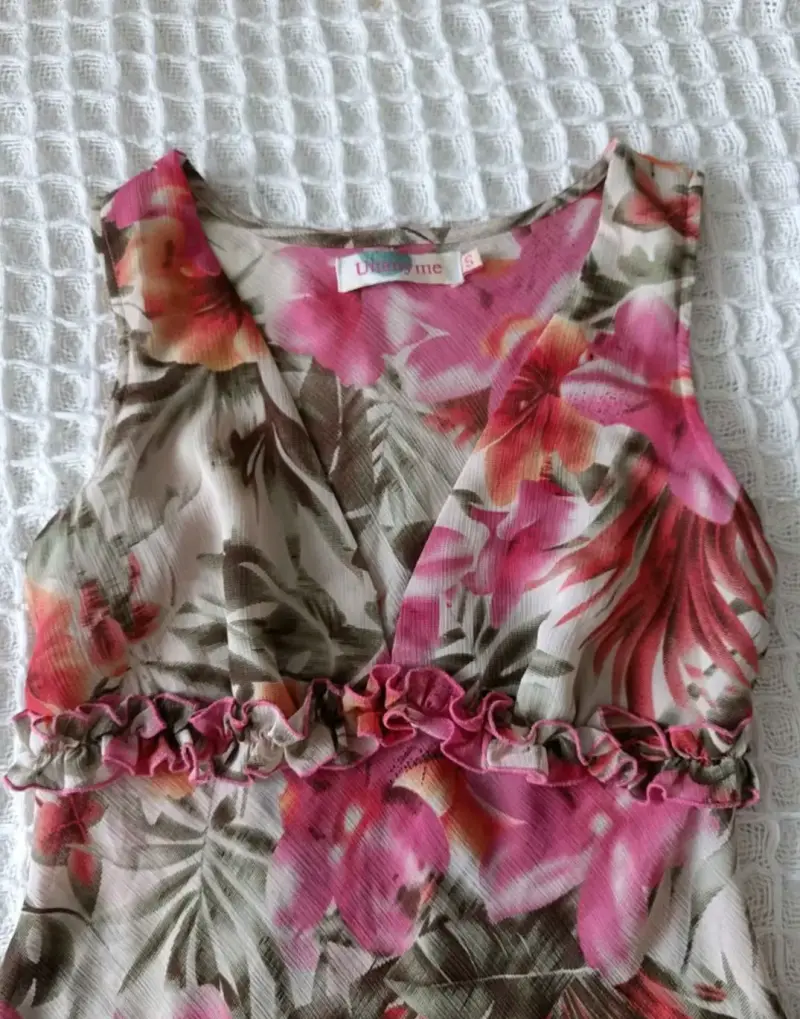 Blusa floral sin mangas para mujer S - 2