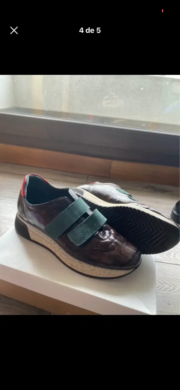 Zapatillas de cuero españolas marrón con velcro - 4