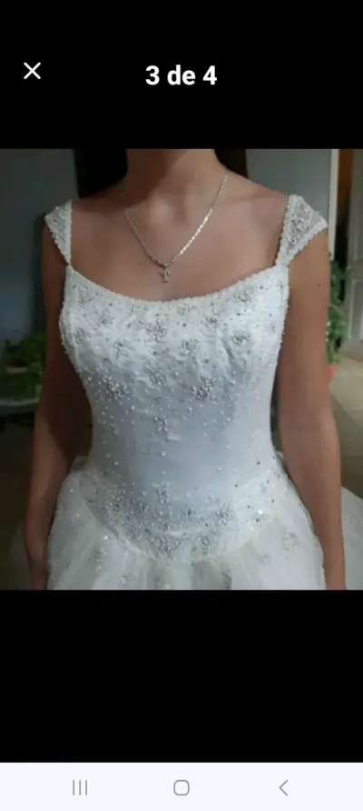 Vestido de Novia Blanco con Encaje y Perlas - miniatura 2