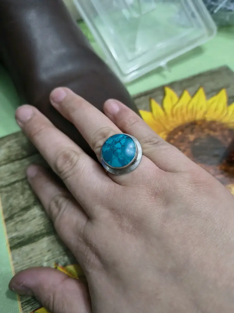 Anillo de plata con piedra turquesa - 1