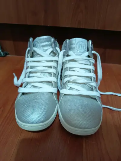 Zapatillas altas plateadas para mujer - miniatura 1