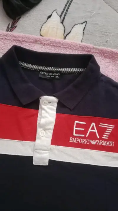 Polera Polo EA7 Emporio Armani Azul y Roja - miniatura 1