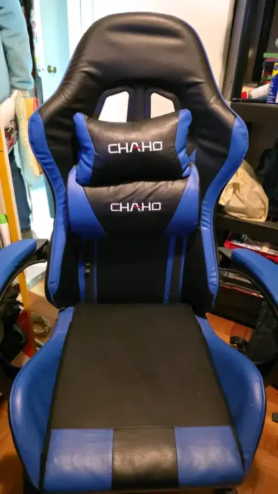 Silla gamer ergonómica azul y negra Chaho - miniatura 1