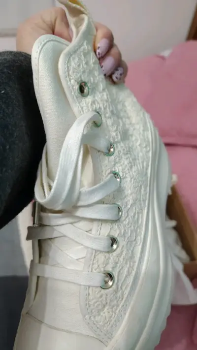 Zapatillas Converse All Star blancas con plataforma - miniatura 5