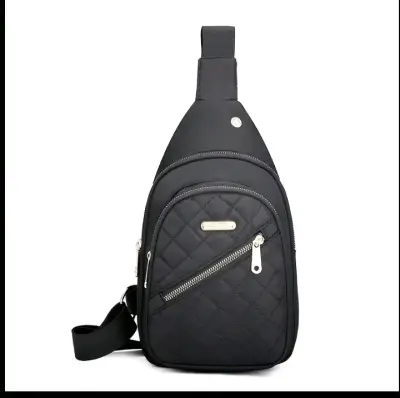 Mochila bandolera negra acolchada unisex - miniatura 1