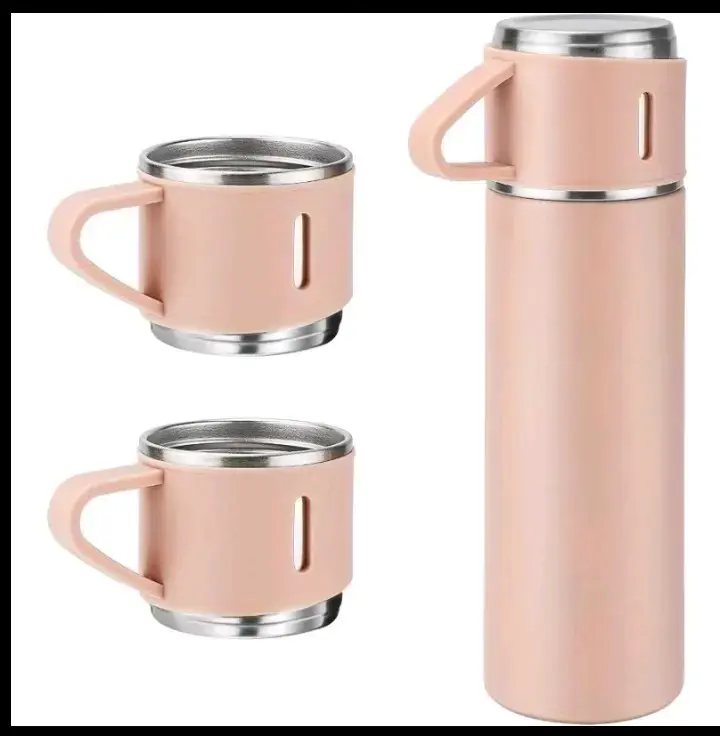 Set de Termo y Tazas Rosado 500ml - 3