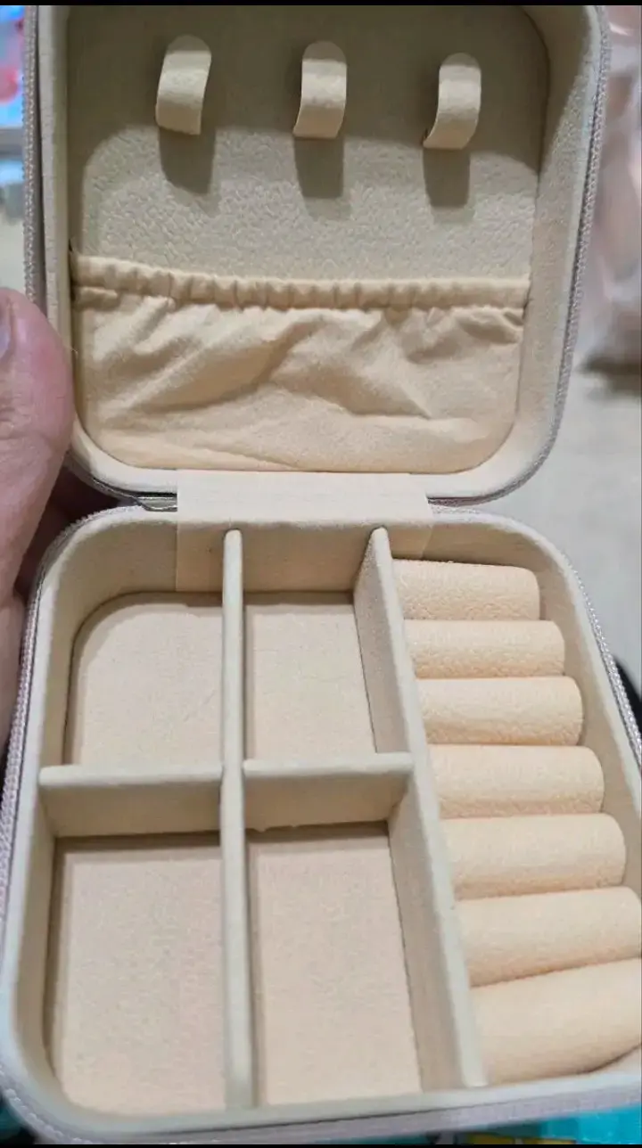 Estuche organizador de joyas portátil rosa - 3
