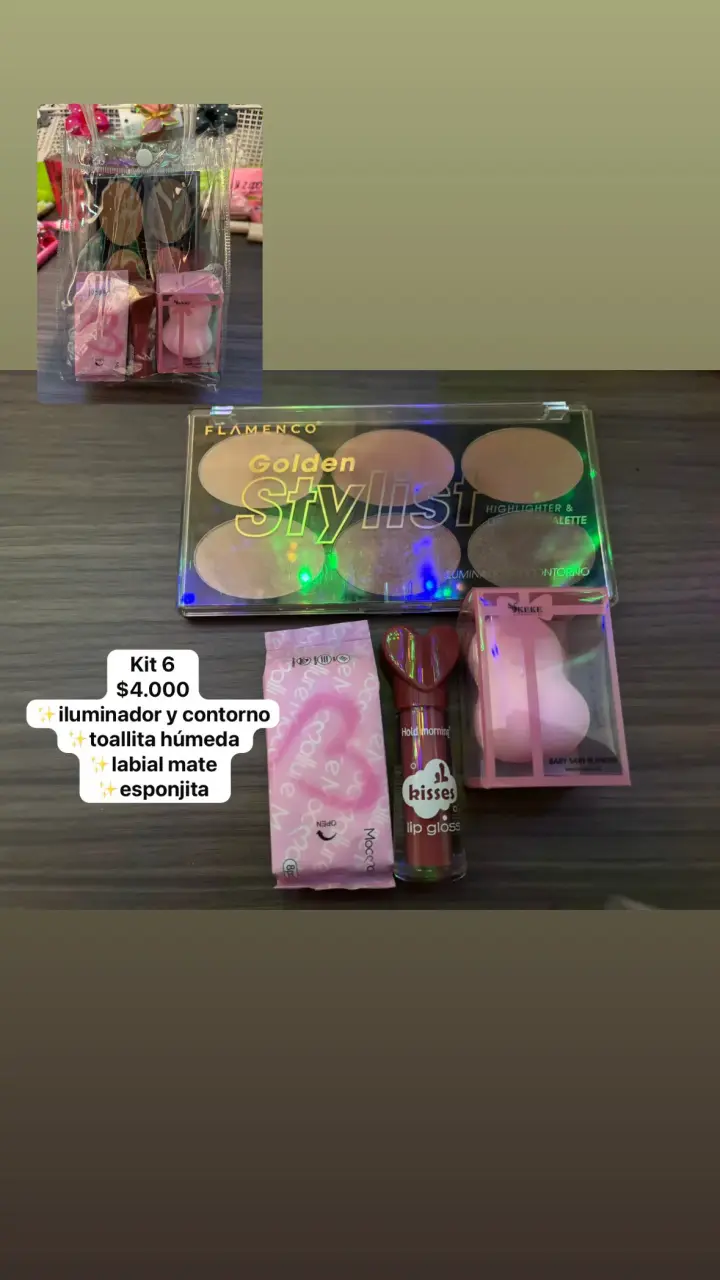Kit de maquillaje con iluminador y labial mate