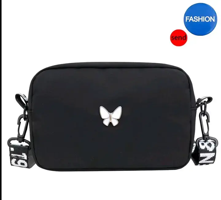 Cartera bandolera negra con mariposa - 1