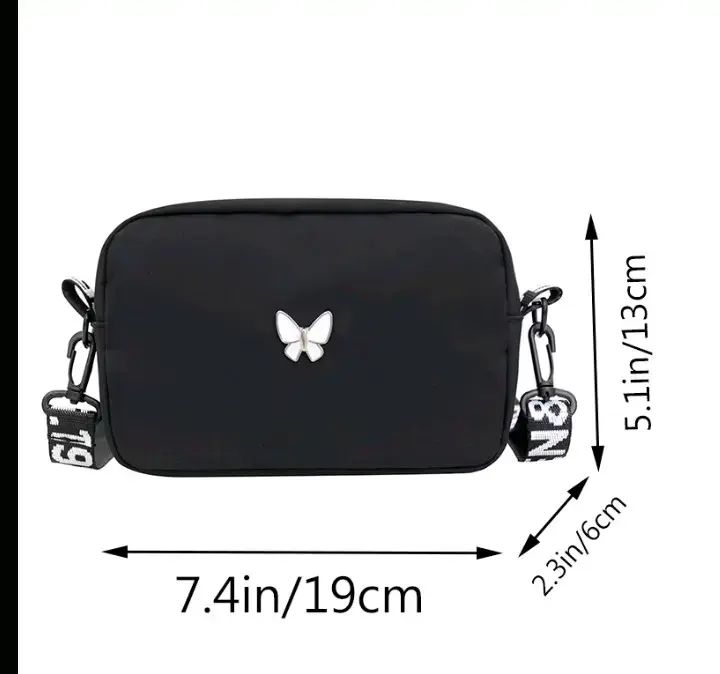Cartera bandolera negra con mariposa - 2