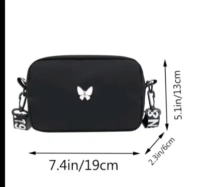 Cartera bandolera negra con mariposa - miniatura 2