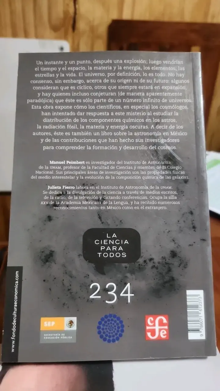 Libro 'La Evolución Química del Universo' de Manuel Peimbert - 2